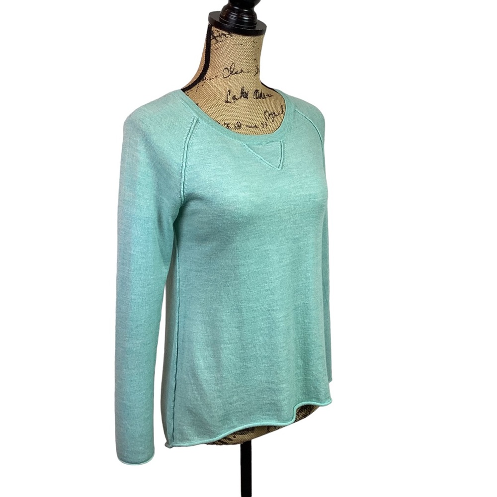 Tahari Extra Fine Merino Wool Sweater Scoop Neck Mint View 5